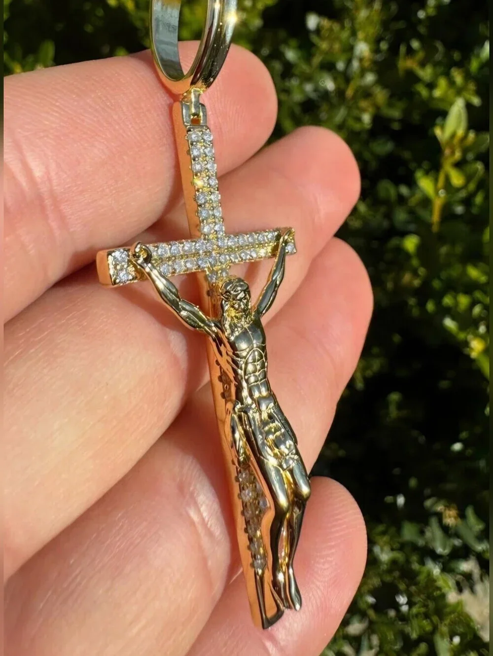 Iced Out 3D Jesus On Cross Moissanite Pendant - 14k Gold Vermeil/ 925 Silver NEW